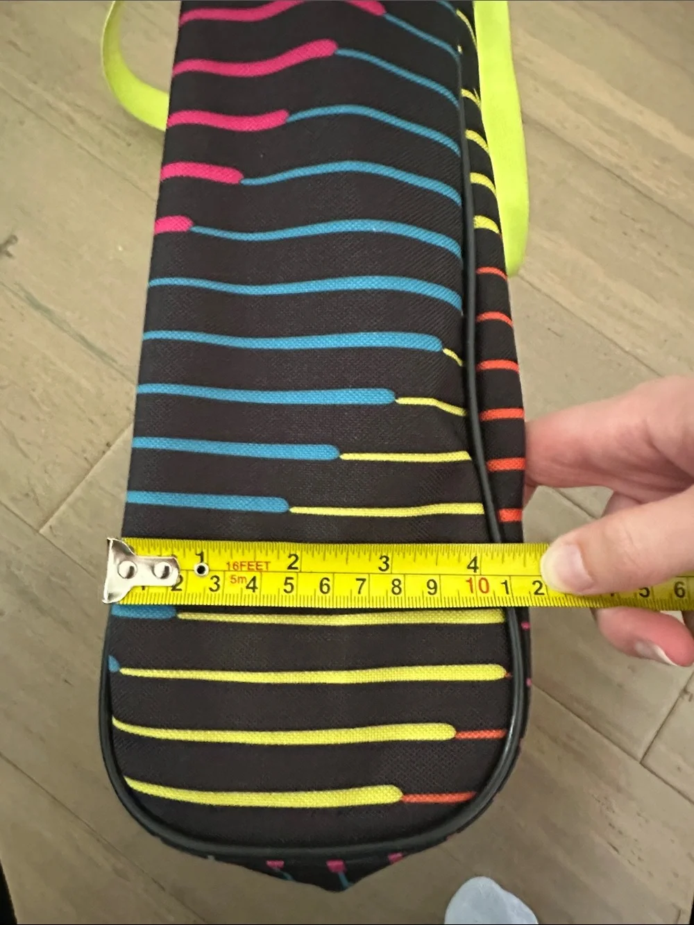 adidas Black Tote with Neon Yellow Trim and Multicolor Stripes Zip Top - Picture 9 of 9